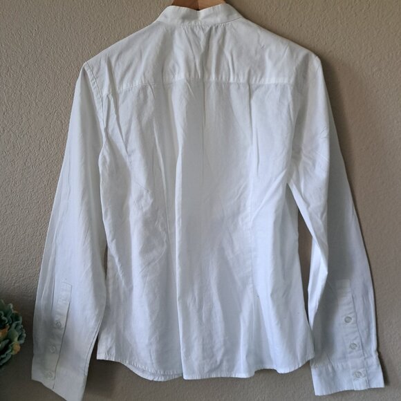 💚Spense White Button-Up Shirt with Pleated Front in Size Medium - Picture 3 of 9
